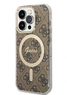 Guess IML 4G MagSafe Zadný Kryt pre iPhone 14 Pro Brown