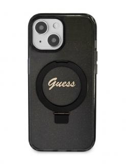 Guess IML Ring Stand Glitter MagSafe Zadný Kryt pre iPhone 15, hnedá