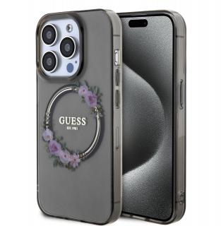 Guess PC/TPU Flowers Ring Glossy Logo MagSafe Zadný Kryt pre iPhone 13 Pro Black