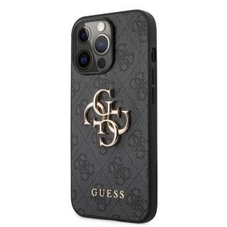 Guess PU 4G Metal Logo Zadný Kryt pre iPhone 13 Pro Grey