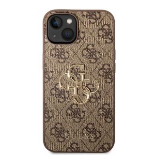 Guess PU 4G Metal Logo Zadný Kryt pre iPhone 14 Plus Brown