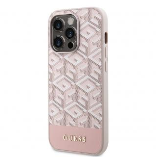 Guess PU G Cube MagSafe Kompatibilný zadný kryt pre iPhone 13 Pro ružový
