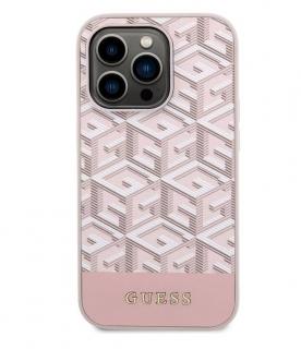 Guess PU G Cube MagSafe Zadný Kryt pre iPhone 14 Pro Pink