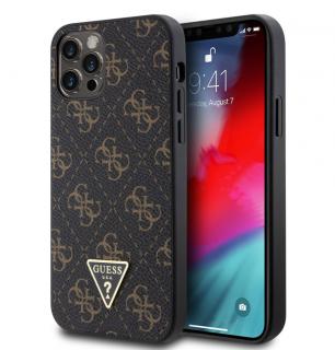 Guess PU Leather 4G Triangle Metal Logo Zadný Kryt pre iPhone 12/12 Pro
