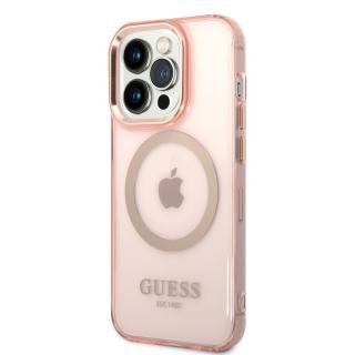 Guess Translucent MagSafe Kompatibilný Zadný Kryt pre iPhone 14 Pro Max Pink