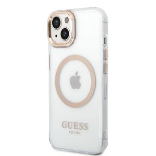 Guess Transparent MagSafe Kompatibilný Zadný Kryt pre iPhone 14 Plus Gold