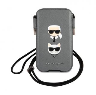 Karl Lagerfeld a Choupette Head Saffiano PU Pouch L Grey