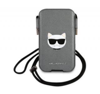 Karl Lagerfeld Choupette Head Saffiano PU Pouch L Grey