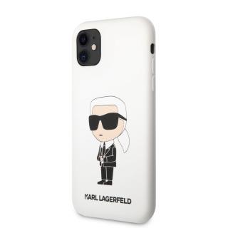Karl Lagerfeld Liquid Silicone Ikonik NFT Zadný Kryt pre iPhone 11 White