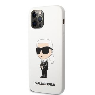 Karl Lagerfeld Liquid Silicone Ikonik NFT Zadný Kryt pro iPhone 12/12 Pro White