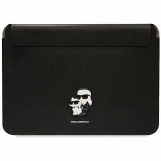 Karl Lagerfeld Saffiano Karl and Choupette Computer Sleeve 16  Black