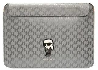 Karl Lagerfeld Saffiano Monogram Ikonik Computer Sleeve 14  Silver