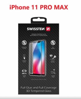 SKLO SWISSTEN ULTRA DURABLE 3D FULL GLUE GLASS APPLE IPHONE 11 PRO MAX ČIERNE