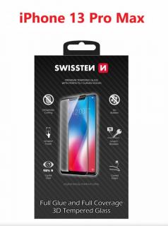 SKLO SWISSTEN ULTRA DURABLE 3D FULL GLUE GLASS APPLE IPHONE 13 Pro Max ČIERNE