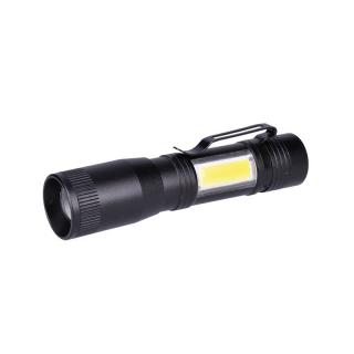 Solight LED kovová svítlna 3W + COB, 150 + 60lm, AA, čierna