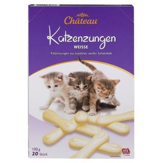Chateau Katzenzungen mačacie jazíčky 20ks - 100g náplň: Biela čokoláda