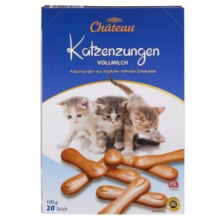 Chateau Katzenzungen mačacie jazíčky 20ks - 100g náplň: Mliečna čokoláda