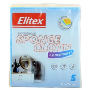 Elitex Sponge cloth špongiová utierka 18 x 15 cm - 5 ks