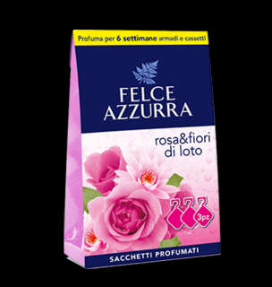 Felce Azzurra Rosa & Fiori di Loto voňavé vrecúška do skrine - 3 ks