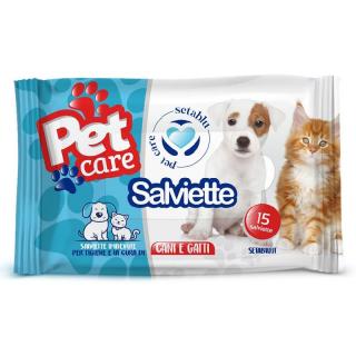 Salviette Pet care vlhčené utierky pre mačky a psov - 15 ks