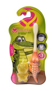 Setablu detská zubná kefka s plastovou figúrkou Krokodíla Farba: žltá