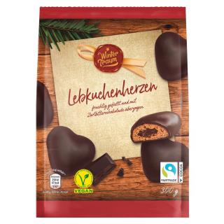 Wintertraum Lebkuchen Herzen Ovocné perníky slivkové - 300 g poleva: tmavá čokoláda