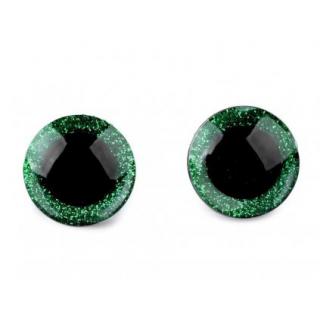 Bezpečnostné oči glitrované 25 mm 1 pár Farba: Zelená