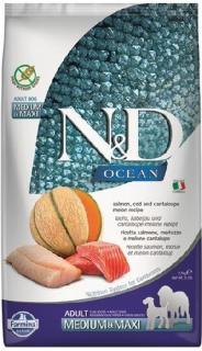 Farmina N&D dog OCEAN (GF) adult medium & maxi, salmon, cod & cantaloupe melon Váha: 12kg