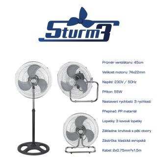 Cirkulačný ventilátor STURM3v1, Ø45cm