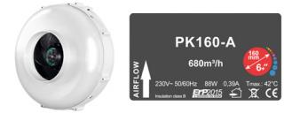 Ventilátor PRIMA KLIMA 160A - 680m3/h - Ø160mm - 1 rychlost