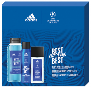 Adidas UEFA Champions League Best of The Best parfumovaný dezodorant 75 ml + sprchový gél 250 ml + dezodorant v spreji 150 ml