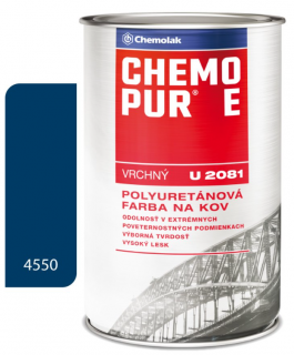 Chemolak Chemopur E U2081 vrchná Polyuretánová farba na kov betón drevo 0,8l 4550 návestná modrá