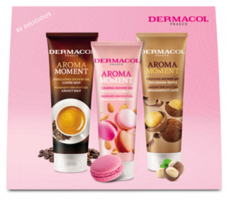 Dermacol Aroma Moment darčeková sada pre ženy Coffee Shot 250 ml, Almond Macaroon 250 ml, Macadamia Truffle 250 ml