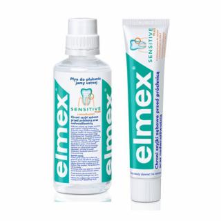 ELMEX SENSITIVE UV ÚSTNÁ VODA 400 ML + ZUBNÁ PASTA 75 ML