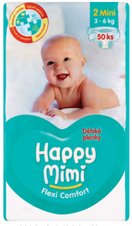 Happy Mimi Flexi Comfort Mini 1 plienky 3-6 kg 50 ks