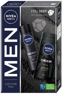 Nivea Men Black Carbon Dark Wood antiperspirant v spreji 150 ml + Clean sprchový gél pre mužov 250 ml