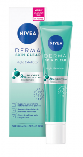 Nivea nočný exfoliačný pleťový peeling Derma Skin Clear 40 ml