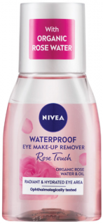 Nivea Rose Touch Waterproof Eye Make-Up Remover Dvojfázový odličovač 100 ml