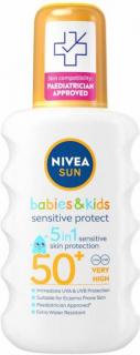 Nivea Sun Sensitive Protect  Care detský spray na opaľovanie SPF50+ 200 ml