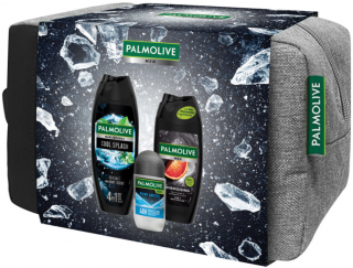 Palmolive Men Energising 3v1 sprchový gél 250 ml + Men Intense Cool Splash 4v1 sprchový gél 500 ml + Men Pure Arctic antiperspirant roll-on 50 ml + kozmetická taška, pre mužov