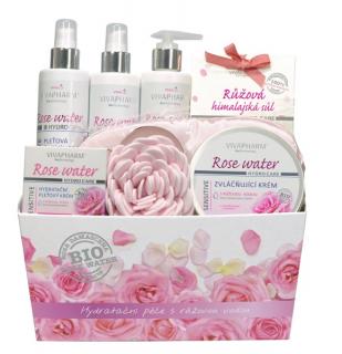ROSE WATER darčekový kôš kozmetiky s ružovou vodou EXCLUSIVE v papierovom obale