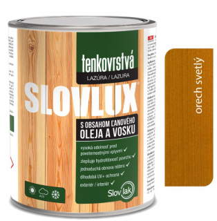 Slovlux Tenkovrstvá lazúra na drevo Orech svetlý 0,7l