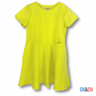 Detské šaty s krátkym rukávom Oli&Oli - žltá neónová farba 110