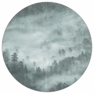 Kruhová fototapeta  Les v hmle  Umývateľný fleece, 100x100