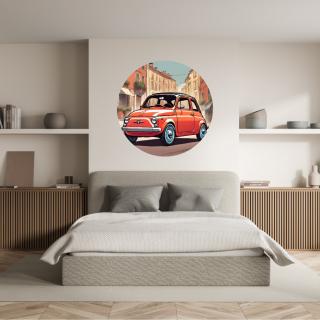 Kruhová samolepka na stenu  Fiat 500  100 cm