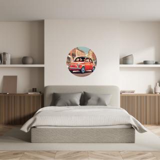 Kruhová samolepka na stenu  Fiat 500  60 cm