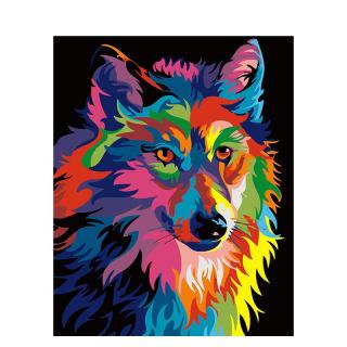 Maľovanie podľa čísiel  Farebný vlk  50x40 cm