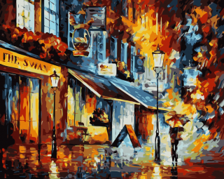 Maľovanie podľa čísiel s rámom  Farebná ulica  50x40 cm