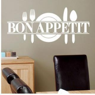 Samolepka na stenu  Bon Appetit  biela 60x25 cm