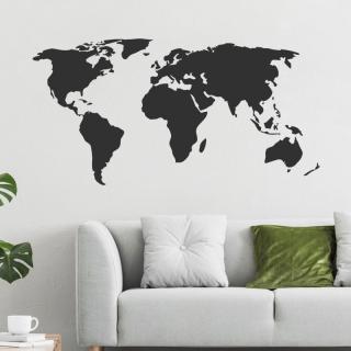 Samolepka na stenu  Mapa sveta - čierna  64x125 cm
